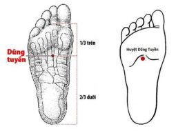 Huyệt Dũng Tuyền có vị trí ở lòng bàn chân