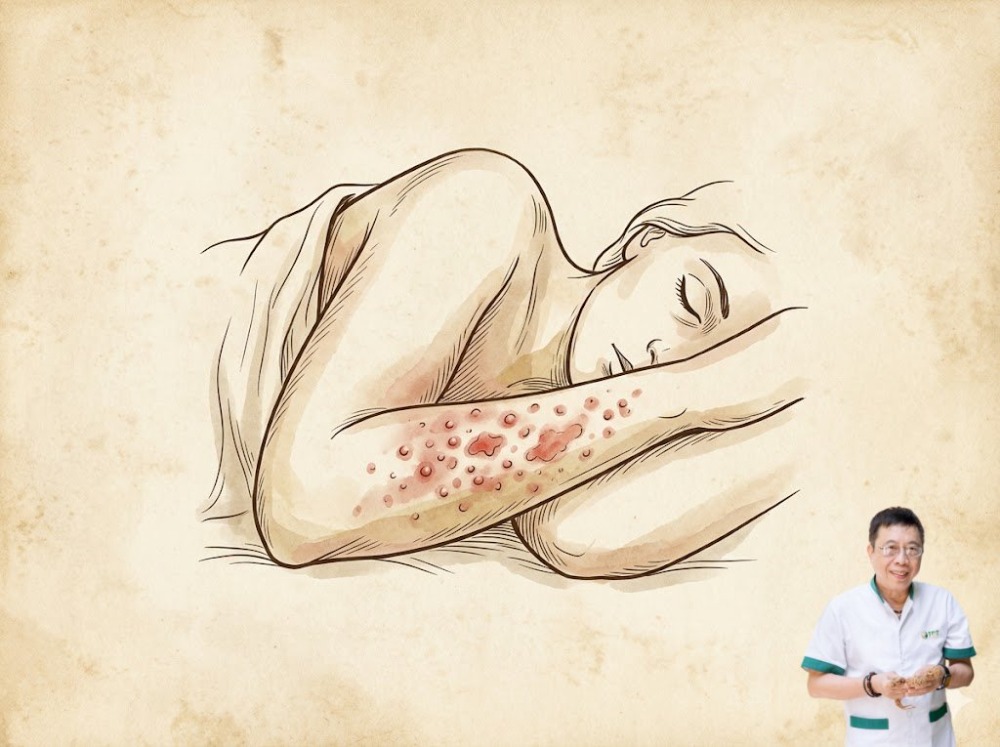 Nổi mẩn đỏ sau khi ngủ dậy